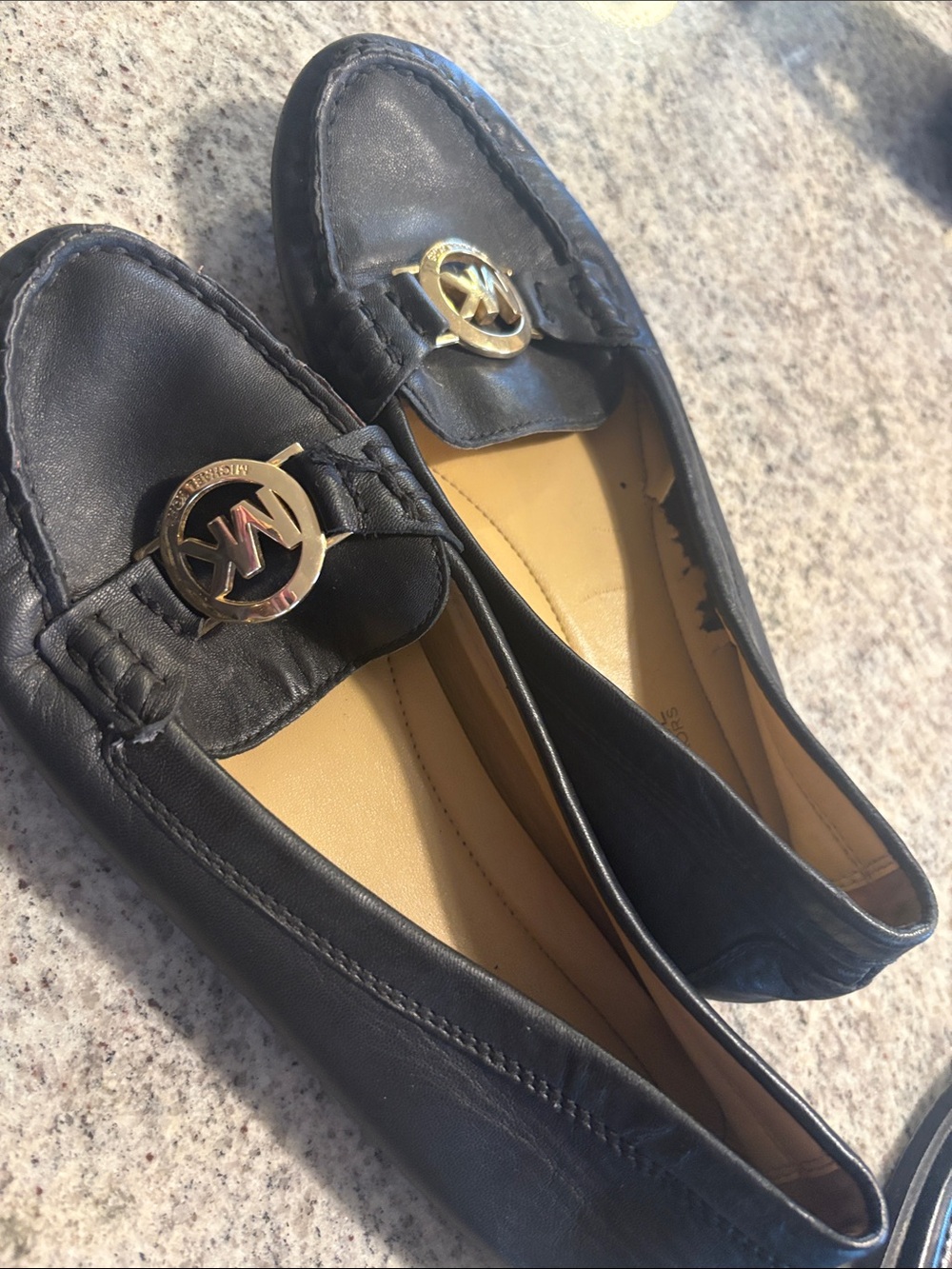 Michael Kors Black Leather Logo Penny Loafers